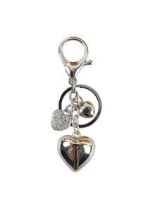 1pc Alloy Heart Shaped Keychain With Rhinestone Decor, Cute Small Heart Accessory, Bag/Car Key Chain, Gift For Boyfriend/Girlfriend, Family, Valentine's Day Gifts For Mother, Father, Graduation, And Teacher - Silver - View 9