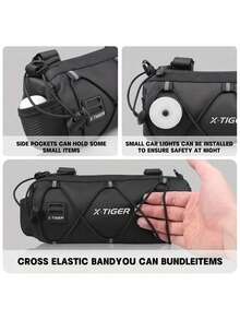 Bolsa de manillar de bicicleta X-TIGER, cesta de bicicleta, bolsa delantera de bicicleta, bolso de hombro, bolso de cintura, adecuado para bicicleta deportiva, accesorios de bicicleta profesionales - Negro - Multicolor - Ver 4