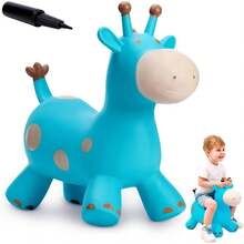 TOY Giraffe Bouncy Horse Hopper For Toddlers, Bouncy Animals Jumping Horse, Inflatable Ride On Bouncer Hopping Toys Gifts For Boys Girls 18 Months 2 3 4 5 6 Years Old - 藍色彈跳長頸鹿 - 查看 1