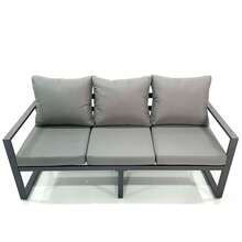 Fimous Garden Sofa Set Aluminium Furniture Rising Dining Tabe Set With 2 Chair 2 Big Footstools 2 Side Table Dark Grey - 鋁製2*3座沙發套裝 - 查看 2