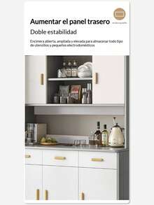 Gabinete De Cocina Bufetera Mueble Para Sala 170x36x120cm - Marrón - Ver 4