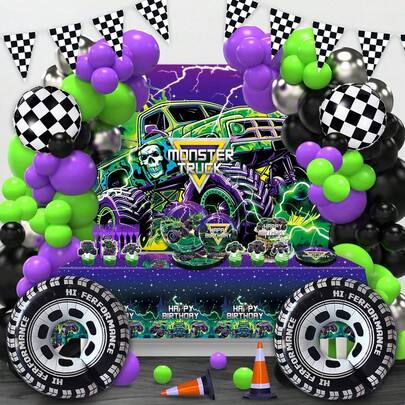 Monster Truck Birthday Decorations, Monster Truck Balloon Arches, Monster Truck Party Decorations For Boys' Birthday Gifts