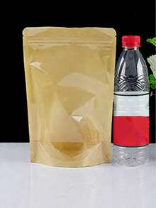 10pcs Brown Kraft Paper Bags, Front Transparent Zipper Design, Reusable Sealed Bags Suitable For Nuts, Coffee, Tea, Candy, Food Storage Packaging, Kitchen Accessories, Kitchen Essentials, Food Storage Organization, Kitchen Storage - Brown - View 15