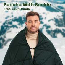 Manta hinchada para exteriores, manta de camping reversible, cálida, resistente al agua, plegable, ligera, colcha de camping, para estadio, mochilero, hamaca, picnic 79 x 55 pulgadas. - Verde Azulado Verde - Ver 8