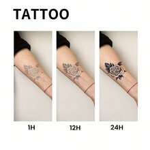 Tatuaje temporal a base de hierbas, diseño "Amar y sufrir", tatuaje temporal negro a prueba de agua y de larga duración, pegatina de tatuaje de cosplay, pegatina de tatuaje temporal realista y resistente al agua, aplicable en la espalda, el brazo y la pierna, decoración personalizada unisex - Negro - Ver 6