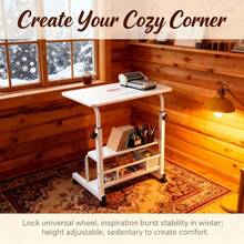Adjustable Height, Wheeled Movable Table, Versatile Side Table/Folding Table - A Movable Craft Table With A Reinforced Frame And Locking Wheels, Available In Black/White. Perfect For Bedrooms, Living Rooms, Studies, Small Spaces, And More, It's Ideal For Handicrafts, Art Supplies, And Art Storage. A Great Workbench For Artists, Craftspeople, Sewing Supplies Makers, And Artisans. Makes A Suitable Gift For Family And Friends. - 白色 - 查看 4