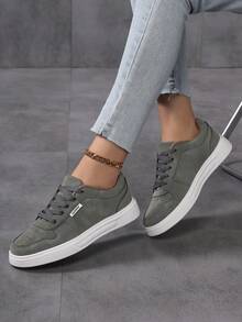 Women's Autumn/Winter Sneakers, Breathable Casual Fashion Lightweight Skateboard Shoes, Flat Skateboard Shoes - Green - View 2