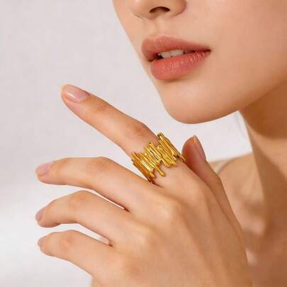 COINBUFF 1 st. trendig personlig lavalinjering i rostfritt stål, förgylld, justerbar och blekfri, lämplig för vardagsbruk och högtidsgåvor.