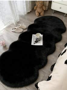1pc Solid Color Asymmetrical Faux Fur Rug, Cozy Decor For Kids Room, Living Room Small Carpet, Bedroom Rug, Home Decor, Outdoor Carpet, Washable - Multicolor - View 5