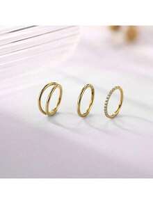 3pcs 316L Stainless Steel Double Hoop Nose Rings 16G/18G/20G Hinged Zirconia Ear Cartilage Piercing Jewelry, Nose Septum Rings, Lip Rings, Ear Cartilage Rings, Ear Helix Rings, Ear Tragus Rings, Ear Studs 7mm/8mm/10mm - Gold - View 13