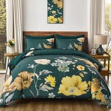 Yellow Comforter Set King Size, 7 Pieces Bed In A Bag Yellow Floral Comforter And Sheet Set, Soft Microfiber Grey Complete Bedding Sets For All Seasons Home Decor Room Decor Bedroom Decor Bed Comforter Set Mothers Day Gift Wedding Decorations. - Vàng1 - Xem 7