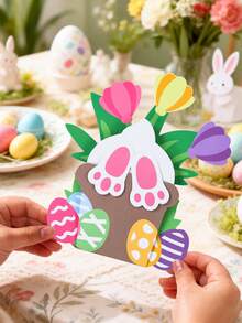 3个复活节主题现金夹，兔子屁股和复活节彩蛋图案，春季郁金香造型，复活节装饰品，复活节快乐装饰，可爱兔子装饰，复活节礼品包装袋，家居装饰，餐桌装饰，复活节派对用品，寻蛋派对用品，复活节礼物，派对小礼物，派对用品 - 彩色 - 查看 4