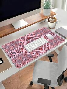 图案桌垫，适用于家庭和办公室的加长型大型鼠标垫、大型游戏鼠标垫、笔记本电脑键盘垫，底部采用防滑橡胶材质，边缘缝合加固。 - 彩色 - 查看 2