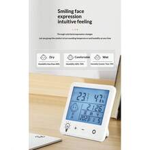 数字温湿度计，带时钟 - 5 秒快速刷新，背光，摄氏度/华氏度双显示，适用于家庭、办公室、卧室 - 白色 - 查看 7