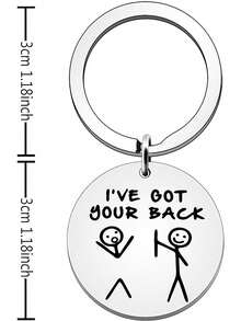 个性街头风礼物，“我会支持你”简笔画钥匙扣，适合送给朋友、闺蜜、家人、女性、男性，也适合圣诞节、生日、情人节、毕业典礼、圣诞礼物、汽车装饰、包包挂饰，以及各种校园、可爱、哥特、Y2K风格。 - 銀色 - 查看 4