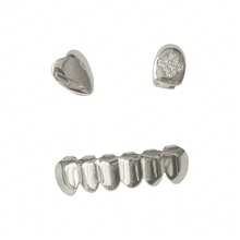 1 Set Unisex Hiphop Style Glossy Heart Zirconia Plum Blossom Flat Tooth Grillz, Suitable For Daily Wear, Festivals And Parties - Multicolor - View 5