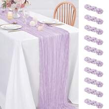 متر 120 / 10 قدم من شريط طاولة شفاف من الشيفون البنفسجي الخفيف، بأسلوب بوهيمي ريفي، شريط طاولة رقيق للزفاف والحفلات وأعياد الميلاد وديكور المنزل والمناسبات - ضوء ارجواني - مشاهدة 11
