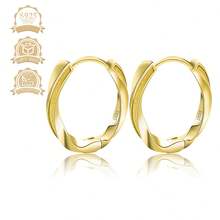 S925银黑色树脂圆形简约女士耳环 - 金色 - 查看 10