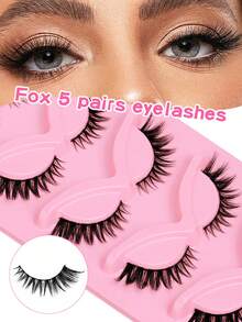 5 Pairs 5D Thick False Eyelashes, Fluffy DD Curled Lashes, Cat Eye Lashes, Faux Mink Lashes, Fluffy Cartoon Lashes, Makeup Tools, Suitable For Parties, Dates And Other Occasions - Black - View 4