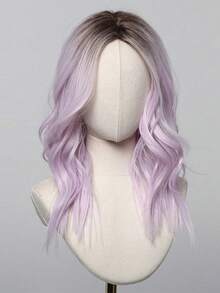 20" Lavender Wavy Bob Wig, Women - Shoulder Length, Middle Part, Heat Resistant Synthetic Fiber, Natural Look, Blonde Wig, Essential For Beauty Events, Suitable For Beginners, High Quality, Women's Wig, Versatile Use For Daily, Party, Cosplay, Holiday, Music Festival And More, Elegant & Fashionable - 淡紫色 - 查看 3
