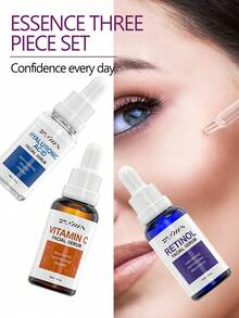 3件套抗衰老面部精华液套装，包含玻尿酸、视黄醇和维生素C精华液，有效抚平皱纹，滋润干燥肌肤，减少细纹。 - 白色 - 查看 3