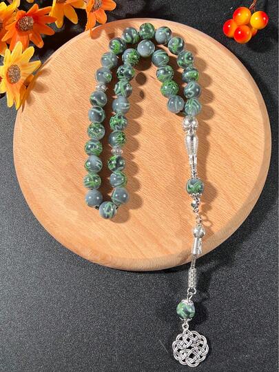 1pc Ramadan Glass Rosary Beads Pendant Bracelet, Tasbih For Daily Prayer, Religious Accessory