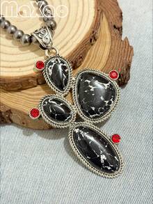 高品质女士复古波西米亚风西部绿松石吊坠仿珍珠项链，2026新款，百搭风格，适合日常佩戴或聚会场合，2026新款设计，是重要节日馈赠亲友或自用的完美之选，佩戴后定能收获赞美，立即添加到您的珠宝收藏中吧！如果您对产品满意，请留下五星好评并分享您的美照。 - 多色仙人掌 - 查看 16