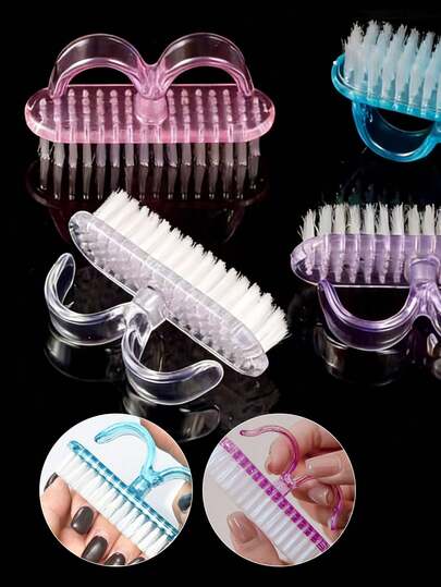 Nail Dust Cleaning Brushes With Cap, Hand Fingernail Brush Cleaner Scrubbing Kit Pedicure For Toes And Nails Men Women,For Nail Art