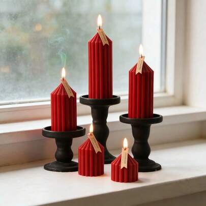 1.96 Inch Premium Pointed Striped Candles, Romantic European Style, Smokeless And Odorless, Suitable For Weddings, Birthday Parties, Candlelight Dinners And Home Decor