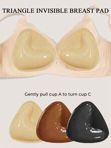 1 Pair Women Double-Sided Invisible Adhesive Bra Pads, Silicone Sticky Push-Up Chest Padding Inserts, Reusable Waterproof Thickened Bra Pads For Bikini, Swimwear & Summer Outfits - Multicolor - View 6