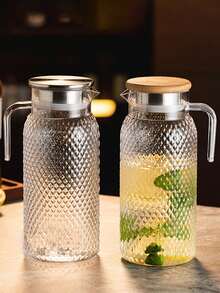 1pc Large Capacity Water Pitcher With Lid And Handle, Hammered Texture, Suitable For Juice, Herbal Tea, Milk, Hot And Cold Beverages, Great For Kitchen, Dining Room, Hotel, Picnic And More - Multicolor - View 4