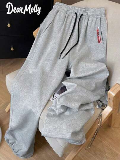 DEAR MOLLY Drawstring Straight Leg Casual Loose Comfortable Sweatpants, Casual & Comfortable, Ideal Gift For Racing Fans, Suitable For Outdoor Wear In Autumn/Winter