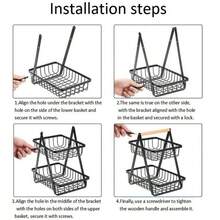 2-Tier / 3-Tier Convertible Fruit Basket Stand - Reinforced Detachable Metal Storage Rack With Wood Handle, Rustproof Ventilated Countertop Organizer For Fruits Vegetables Bread Snacks, Pantry Kitchen Gift Set For Home & Outdoor Picnic.Tiered Fruit Stand, Kitchen Counter Organizer, Pantry Storage Rack, Foldable Wire Basket, Rustproof Kitchen Rack, Ventilated Food Display, Detachable Shelf Organizer, Wood Handle Basket, Space Saving Kitchen, Gift For New Home - 白色 - 查看 7