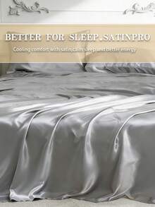 3pcs Silky Satin Bed Sheets, Soft & Breathable, Wrinkle-Resistant, Luxurious Hotel Style, Ideal Gift For Parents & Friends, Available In Multiple Colors & Sizes, Suitable For Twin, Full, Queen, King Beds - Silver - View 4