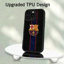 FC Barcelona Pattern Phone Case, For 17 16 15 14 13 12 11 XS XR X 7 8 Plus Pro Max Soft Silicone Back Cover Camera Protection - 黑色 - 查看 2