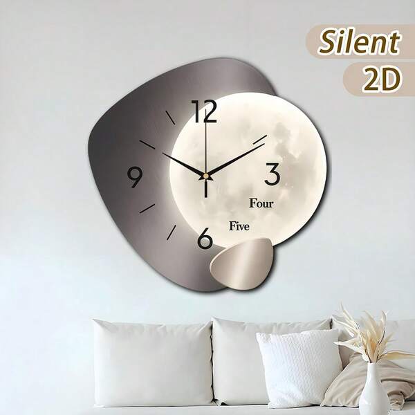 1 Set Thick Wooden Decorative Clock, Creative Wall Clock, Modern Design With Arched Metal Frame And White Background, Available In 11.81" Or 15.75", Battery Operated (Batteries Not Included), Perfect For Bedroom, Living Room, Study, Balcony, Great Gift For Christmas, New Year, Mother's Day, Father's Day, Wedding, Friends, And Home Decor