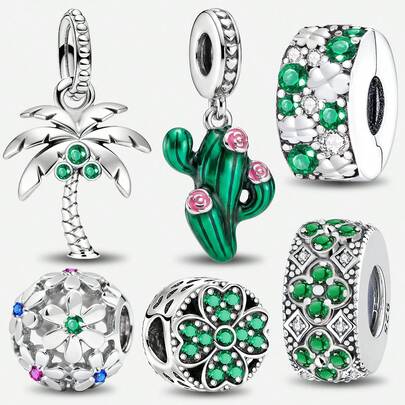 1颗925纯银镶钻四叶草珠，适合女士手链、手镯DIY饰品制作及日常穿搭搭配饰品，适合女孩佩戴