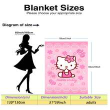 SANRIO Chăn nỉ mềm mại với họa tiết hoa Hello Kitty dễ thương, nền màu hồng, hình Hello Kitty ở trung tâm đội vòng hoa, bao quanh là bướm và hoa, mang lại sự ấm áp và mềm mại, thích hợp cho ghế sofa, giấc ngủ trưa, trang trí giường ngủ. - Nhiều màu - Xem 16