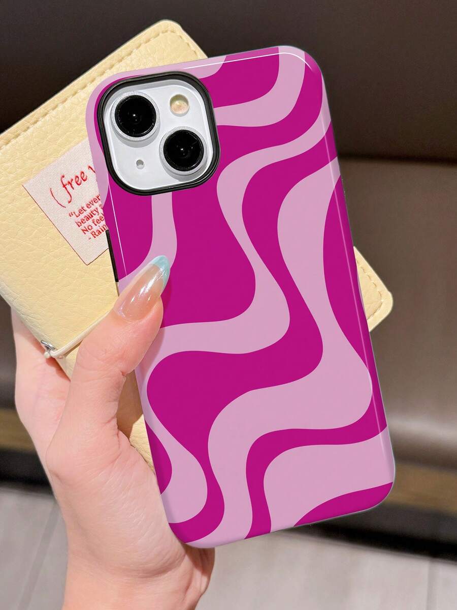 Wave Ripples 1pc Glossy Artistic Water Wave Pattern 2-In-1 Protective Hard Phone Case Compatible With Samsung/ 11/12/13/14/15/16/17 Pro Max - Multicolor - View 1