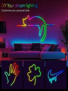 1m/2m/3 Meters/4m/5m Flexible LED Neon Light, With 44-Key Remote Control, USB Power Switch Dimmable, Suitable For Bedroom, Living Room, Display Cabinet, Bathroom Mirror Backlight, Home Decor And Party Atmosphere - Colored Light - View 5