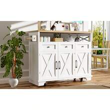 Storage Islands & Carts - White + MDF + Metal - View 6
