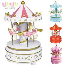 Caja De MúSica CláSica Accionada A Mano, Regalo De CumpleañOs Creativo Y RomáNtico Para Parejas, Elegante DecoracióN De Escritorio, Caja De MúSica De Carrusel Giratorio A Cuerda, Ornamento Musical Con TemáTica De Caballos Blanco-Rosa-Rojo-Azul, Caja De MúSica Decorativa Para DecoracióN De PasteleríA Y Ocasiones De Regalo, Caja De MúSica Giratoria - Blanco - Ver 12