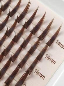 260片棕色D型卷翘三合一蓬松假睫毛套装，包含尖头、60D和80D三种卷翘度的假睫毛，长度分别为12-18mm和14-22mm，棕色尖头仙女睫毛簇，配有胶水、封层剂和镊子，可用于DIY尖头假睫毛嫁接，卡通睫毛簇，仿貂毛条纹睫毛，浓密睫毛簇，假睫毛簇，个性化假睫毛，假睫毛，节日礼物 - 棕色 - 查看 3