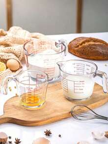 1 pieza Taza de medición de vidrio resistente al calor con marcas precisas y asa, de gran capacidad y apilable para un almacenamiento fácil, taza de medición de café, diseño con pico para un vertido fácil, recipiente transparente para medir en repostería, herramienta de cocina multifuncional para medir masa, leche, agua y harina - Multicolor - Ver 8