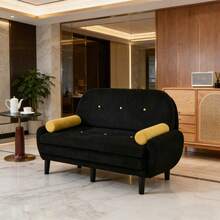 Sofas & Couches - Black + Corduroy + Foam + Iron + Plastic + 2 Seat + Foam-1 - View 1