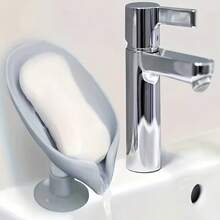 1pc Leaf Shaped Soap Dish, Shower Soap Holder, Bathroom Soap Box, Sponge Tray, Drainage Soap Dish, Bathroom Storage - Multicolor - View 6