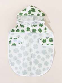 LUCKIE LABO Áo mưa chống thấm nước màu trắng in hình cỏ ba lá may mắn ngày lễ Thánh Patrick, phù hợp cho chó Chihuahua và các giống chó nhỏ khác, quần áo cho chó, mèo và chó khi ra ngoài trời mưa. - trắng - Xem 5