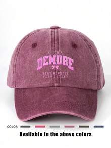 1pc Printed DEMURE Washed Baseball Cap, Adjustable Outdoor Sun Protection Casual Hat Suitable For Spring/Autumn Travel, Beach, Y2K Style For Young People - Baseball Cap - View 16