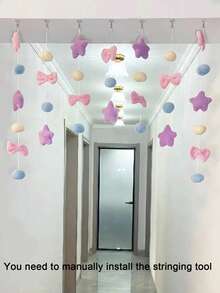 31pcs/Set - Romantic Pink Curtain With Heart And Star Pattern. High-Quality Wall Decor, No Drilling Required, Suitable For Girls' Theme Home Decor. Can Be Used As Window Curtain, Home Decor, Cute Pink Heart Curtain, Room Divider, Valentine's Day Heart Decor, Valentine's Gift, Party Supplies. - Multicolor - View 11