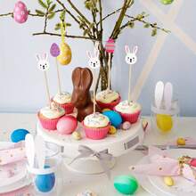 50pcs Easter Bunny & Egg Bamboo Cocktail Picks, 4.7 Inch Decorative Toothpicks, Appetizers, Party Food And Drink Skewers, Holiday Tabletop Decor - Multicolor - View 8